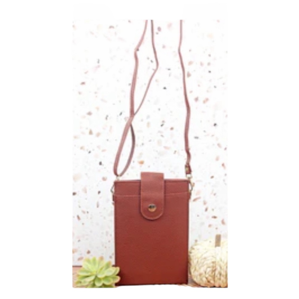 Brown Leather Boho Slim Crossbody Wallet